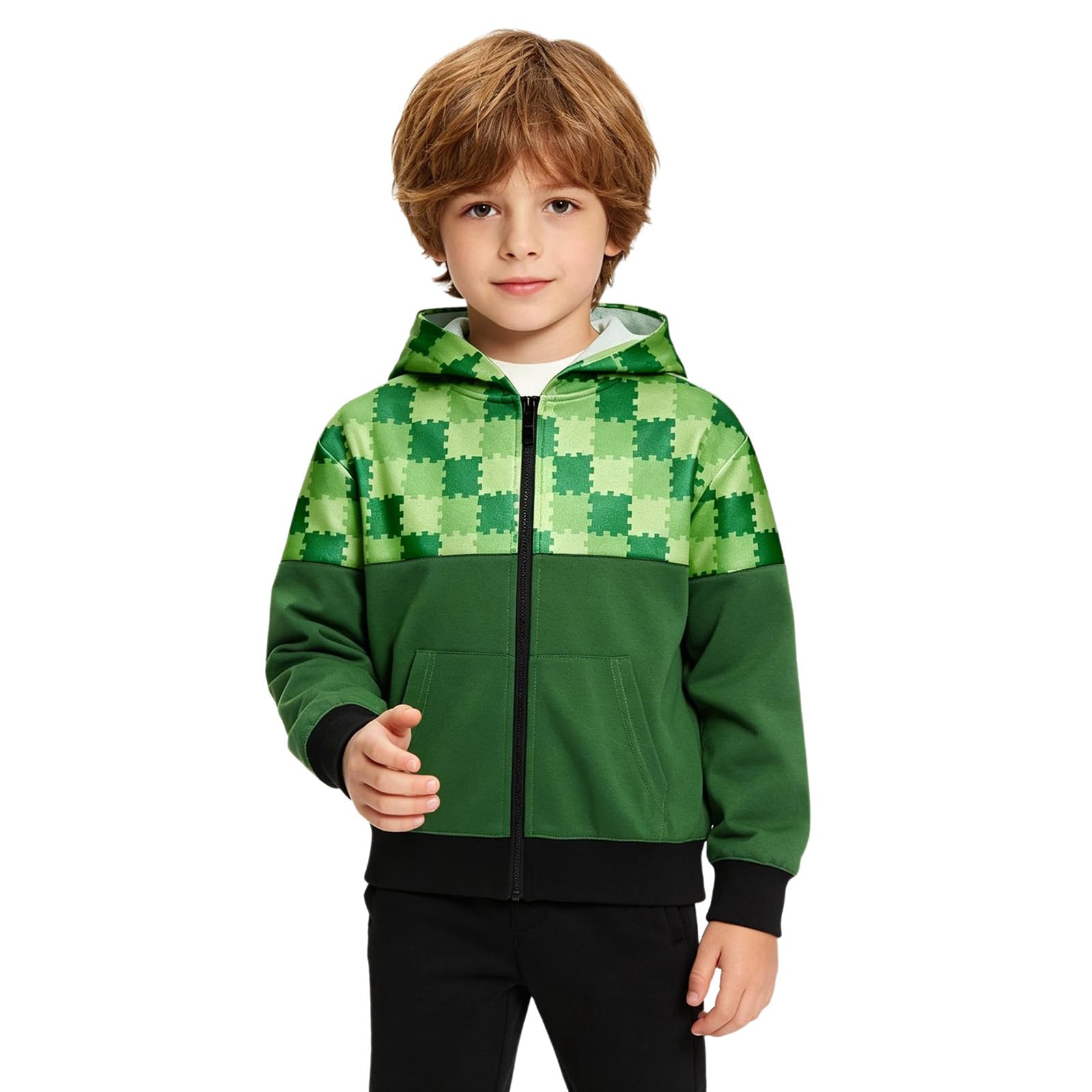 Sweat à capuche jeu vidéo vert garçon 11-12 ans au style décontracté - 6