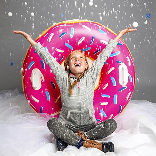BigMouth Inc. Donut Snow Tube - 3 ft. Wide Inflatable Snow Tube with Easy Grip Handles, Made of Durable Vinyl with Welded Seams - Makes a Great Gift