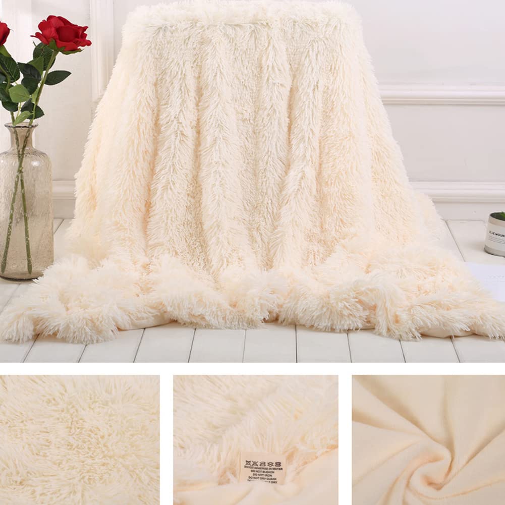 Manta de Pelo Largo Mullida Cálida para Sofa y Cama,Manta Polar de Doble Cara Suave y Comoda,Manta para Decoración de Sofá Microfibra Manta de Felpa Reversible Acogedora y Esponjosa Estilo L 130x160cm