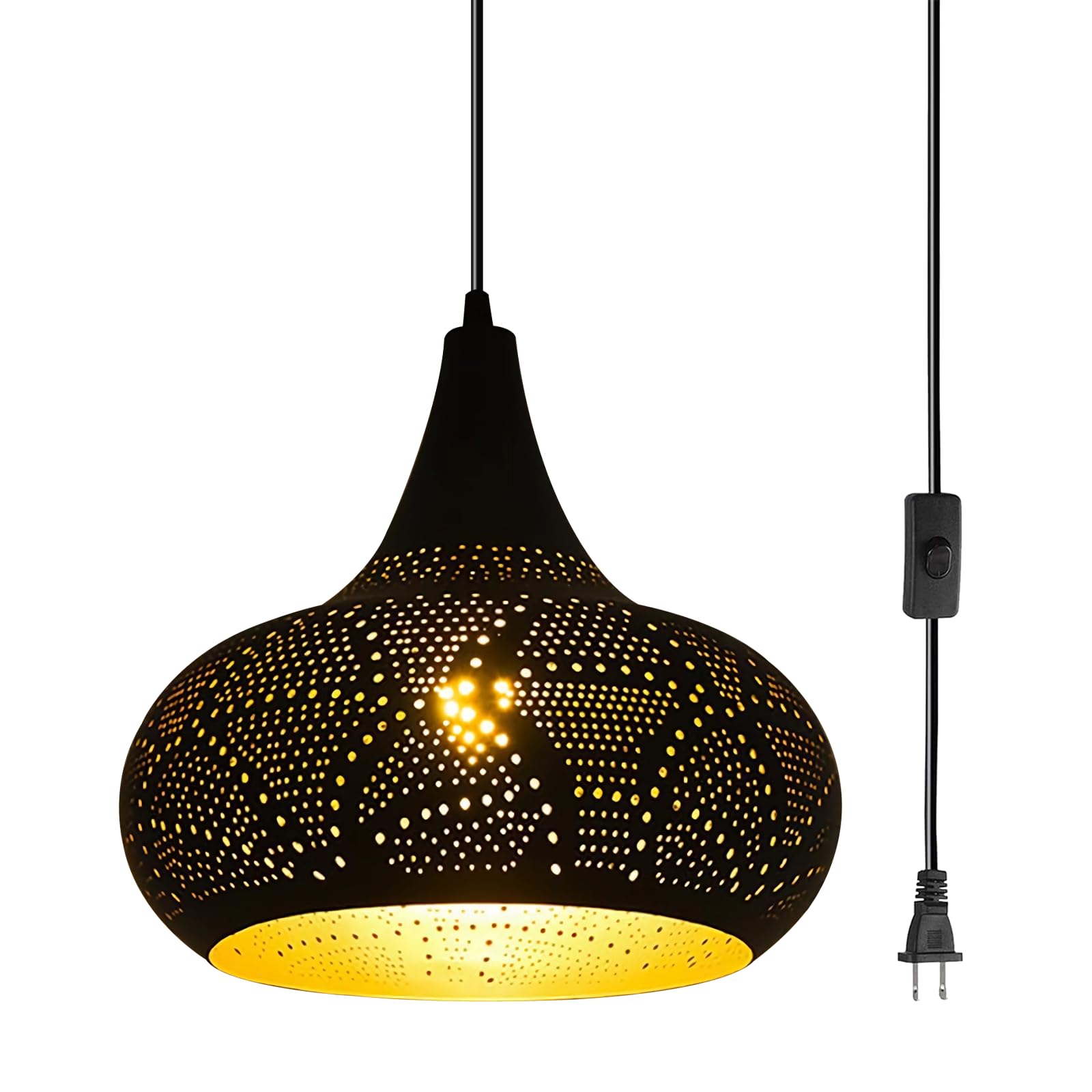 Corridor Black Pendant Lights Plug-in Hanging Lighting Moroccan