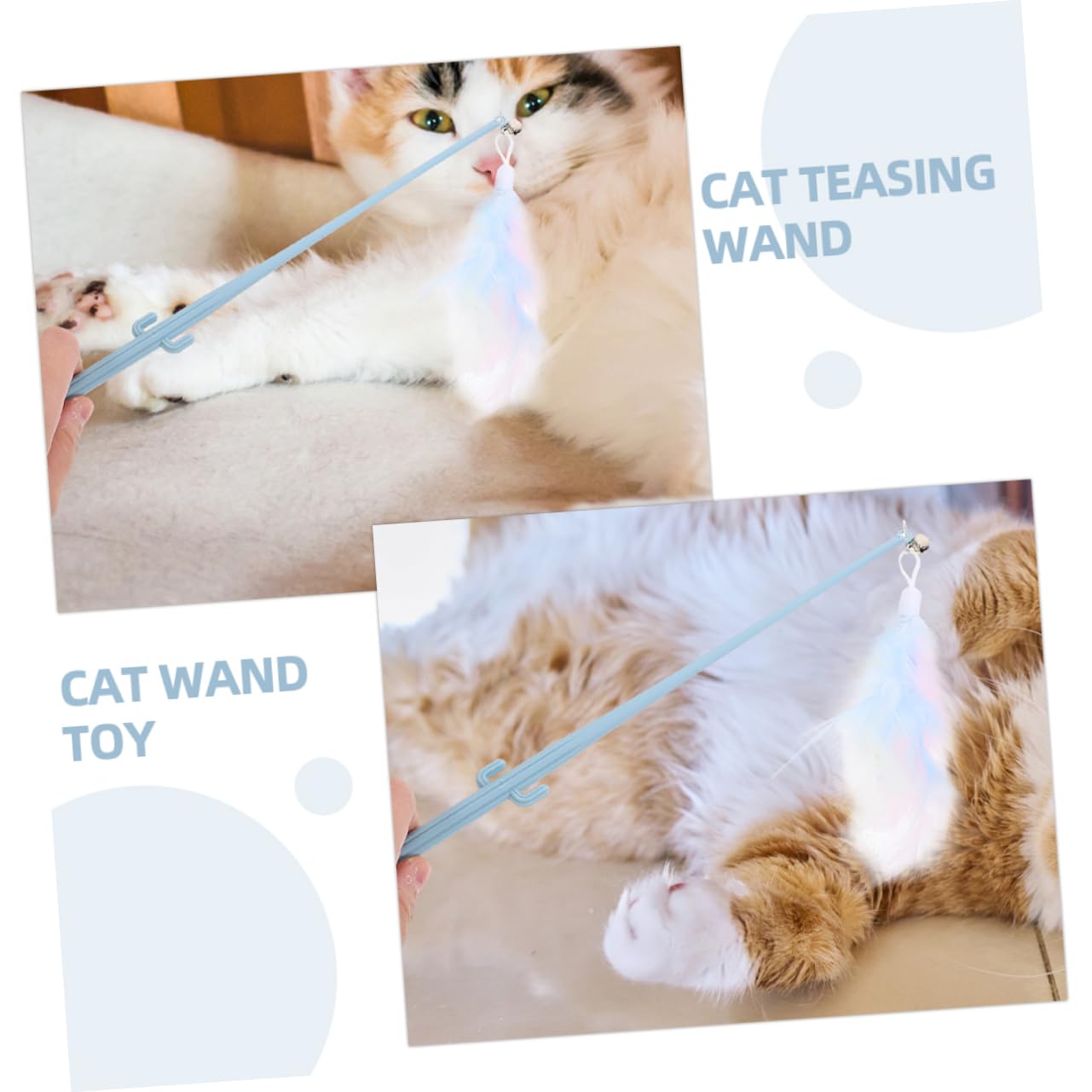 Mipcase 20pièces Canne Plumes pour Chats Jouet Interactif avec Poignée Cactus pour Chats Intérieur Et Extérieur