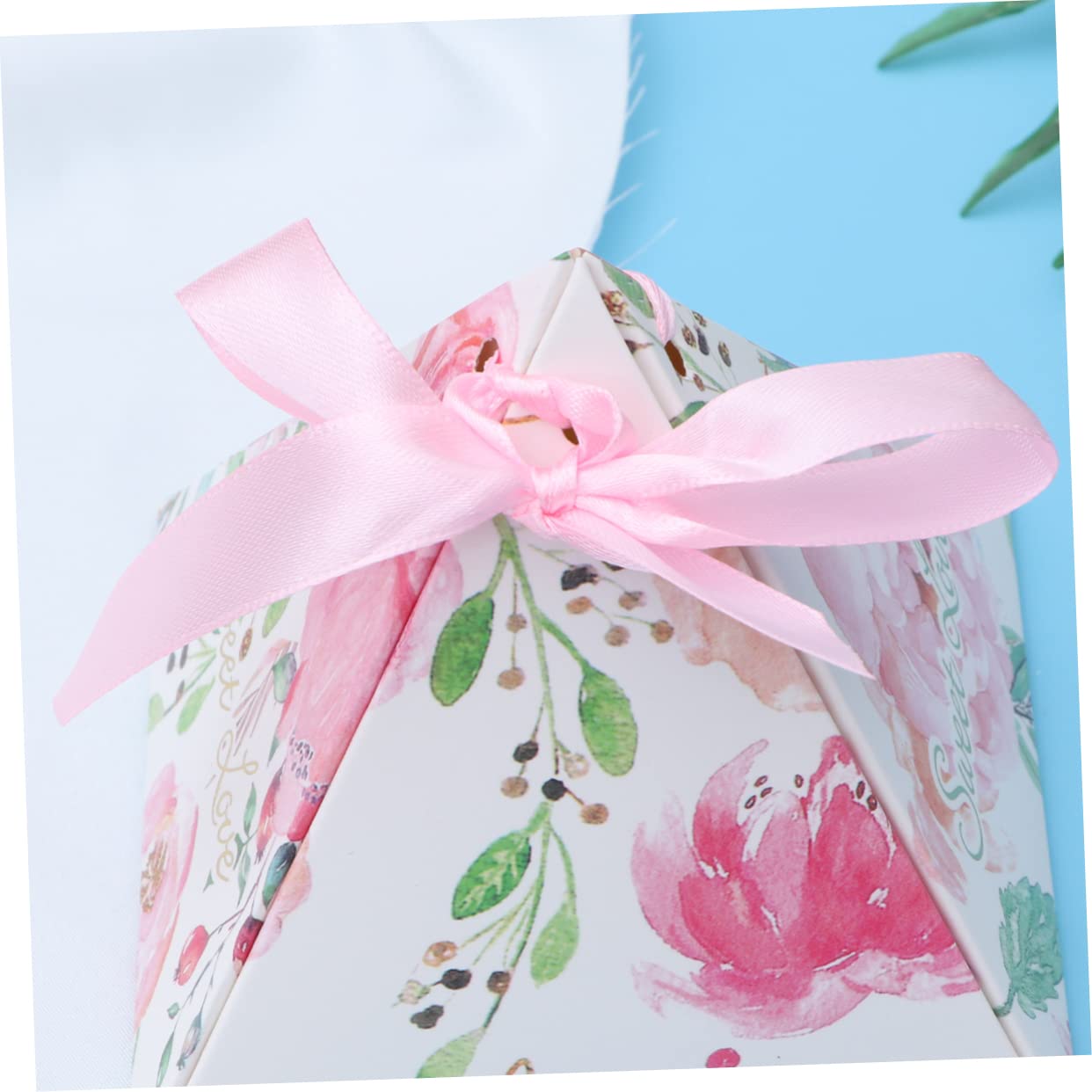 SOLUSTRE Scatole Regalo Triangolari in Carta Rosa 50pezzi per Matrimoni Compleanni Caramelle Confetti Bomboniere Festa Creativa Chic