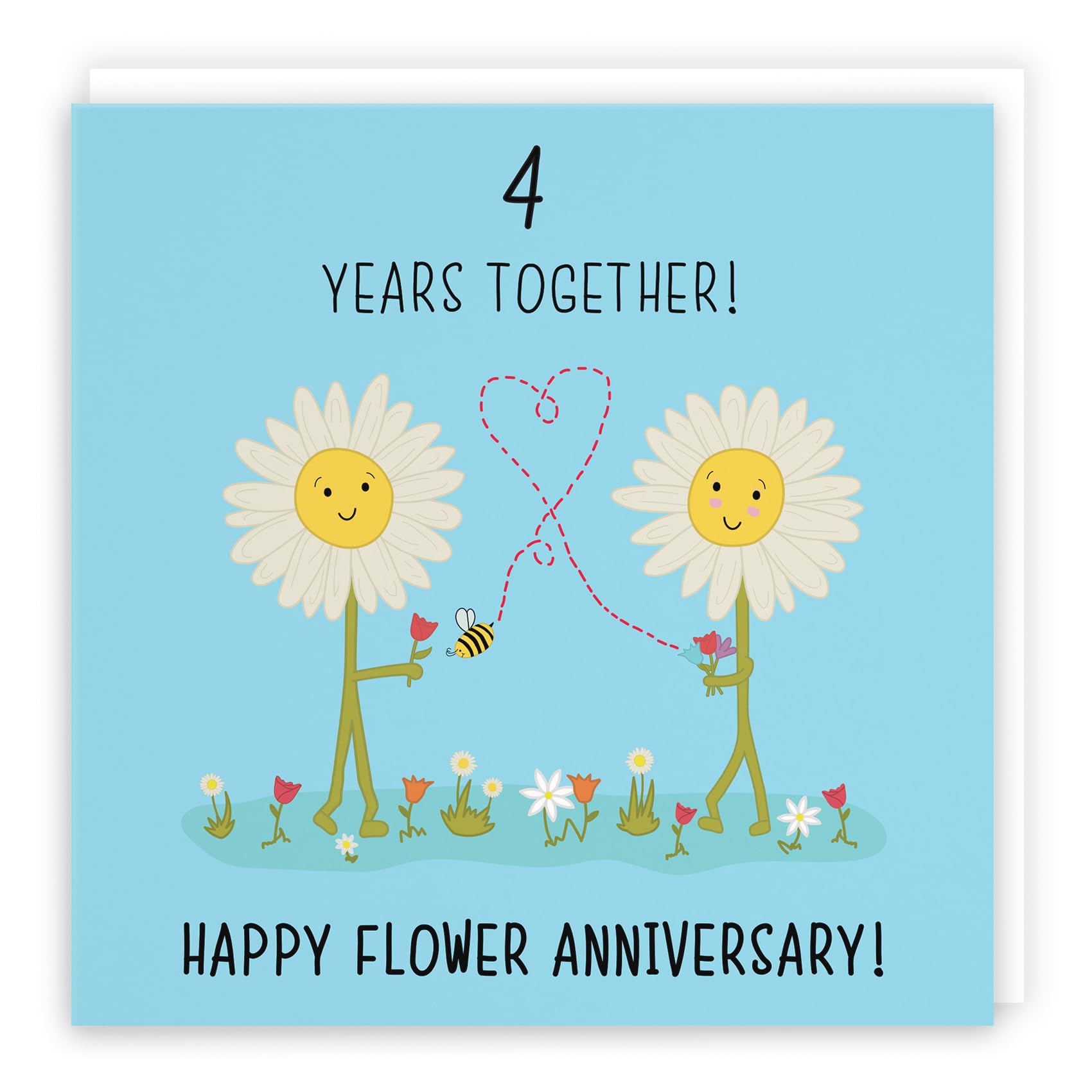 Hunts England4th Wedding Anniversary Card - Flower Anniversary - Iconic Collection - Fun Cute Card - For Him, Her, Couples