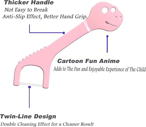 Miniatura 2 de Holy Rose Hilo dental sin sabor para niños, sin flúor, doble línea, púas de hilo dental, funda portátil de 50 unidadescaja, cuidado bucal divertido