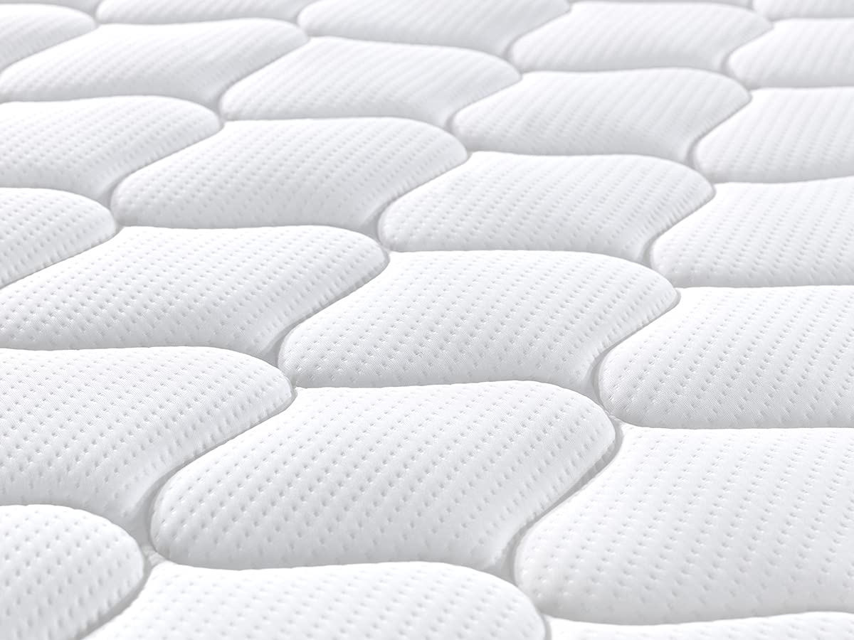 DEWINNER Ensemble Composè:Matelas a Memoire de Forme en Mousse et Ressorts 140x190x20 cm Épaisseur Matelas+Sommier à Lattes sur Pieds-7 Pieds Inclus