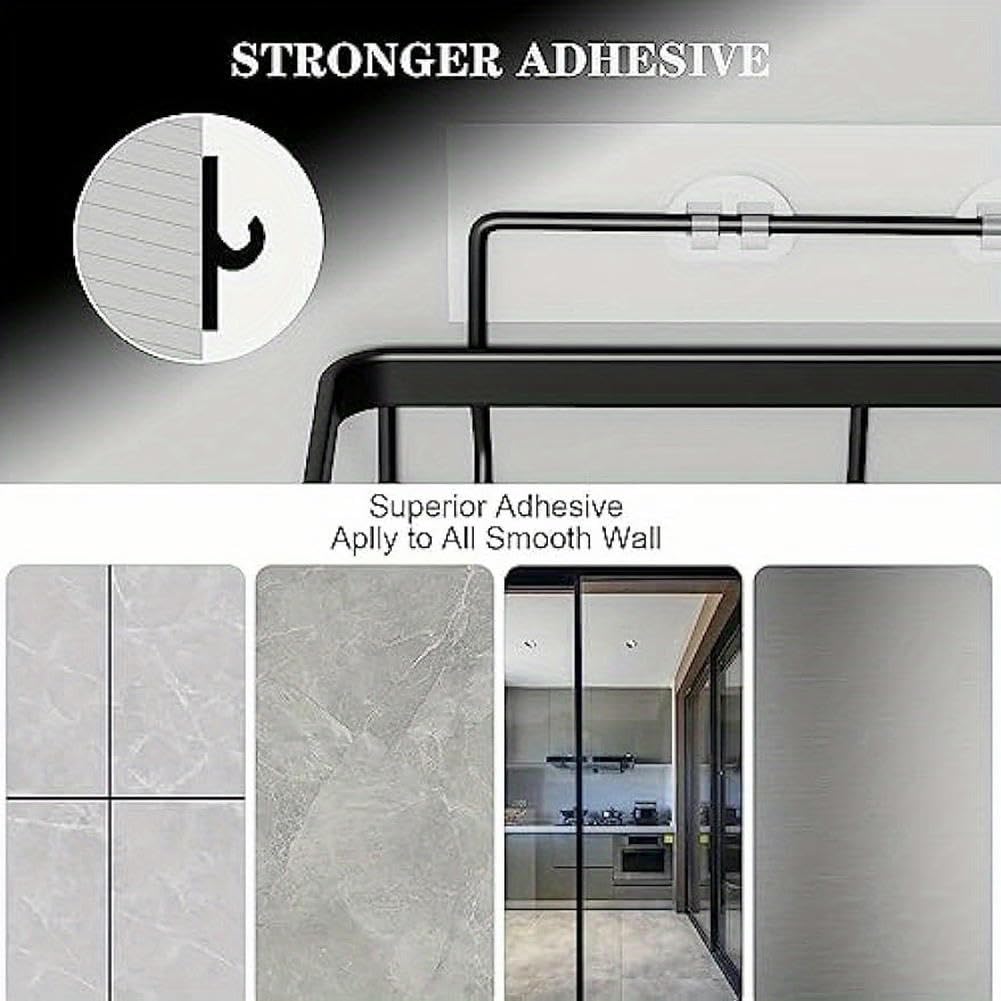 Soporte de pared para baño, estante colgante de baño, con soporte para cepillo de dientes, estilo esquinero (negro)