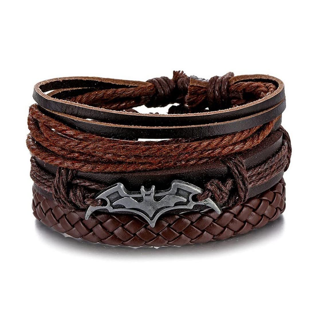 Jewelgenics Multilayered Batman Bracelet Brown Leather for Men (B0D1KLLLHQ) Amazon Price History, Amazon Price Tracker