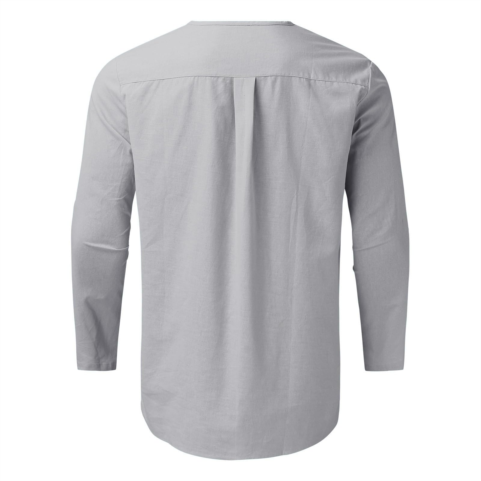 Generisch Combinaison 2 pièces en lin pour homme - Couleur unie - 2 pièces - T-shirt à manches longues et pantalon de plage - Ensemble de yoga - T-shirt de plage - Short de plage