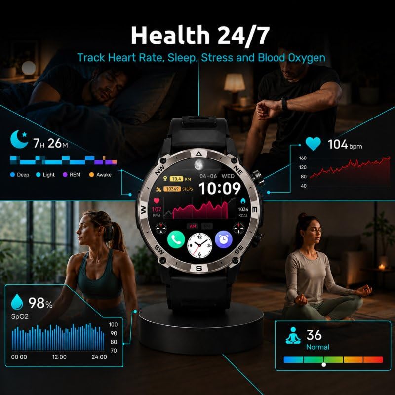 Nilait Watch Cometta One Smartwatch Outdoor GPS para Senderismo, Trail Running y Trekking, Pantalla AMOLED 1.43", GPS Dual Band L1+L5, Brújula, Altímetro, Barómetro, IP68, 3ATM, Negro