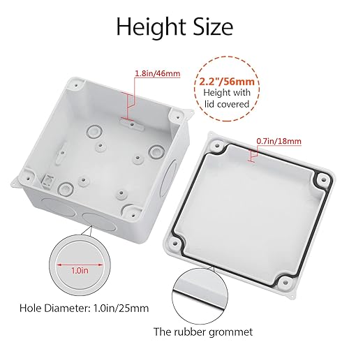 Miniatura 5 de LeMotech Caja de conexiones con agujeros reservados Caja eléctrica de plástico ABS IP65 Impermeable a prueba de polvo Proyecto Recinto para