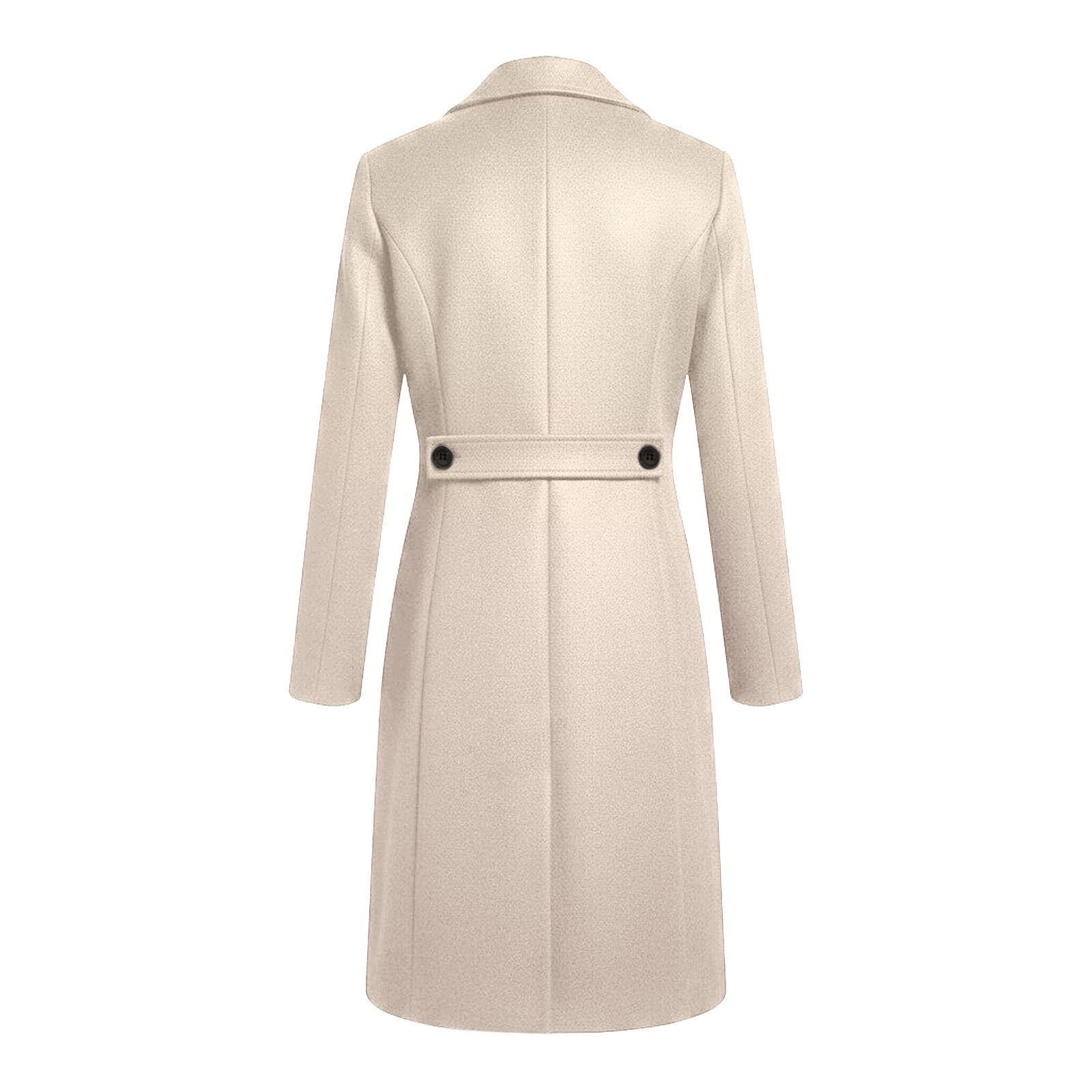 Genérico Cappotto Invernale Donna Calido Lungo Doppio Petto Autunno E Inverno Giacca Di Transizione Al Ginocchio Elegante Trench Cappotto Esterno Con Cintura E Tasche