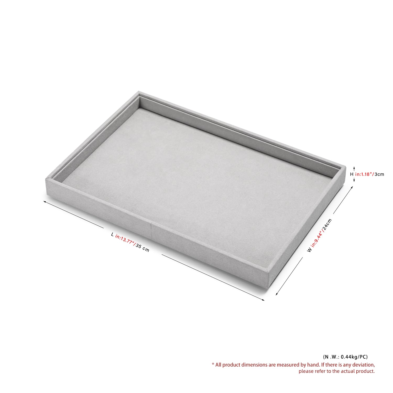 Oirlv Gris Microfibra Joyería Bandejas Plano Anillo Collar Reloj Organizador Expositor Bandejas