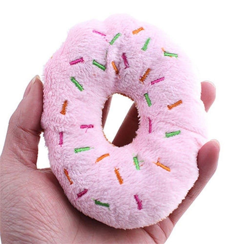 3-Pack Donut Shaped Squeaky Dog Toys - Colorful Chew Toys For Puppies & Cats, Random Colors, Squeaker Inside