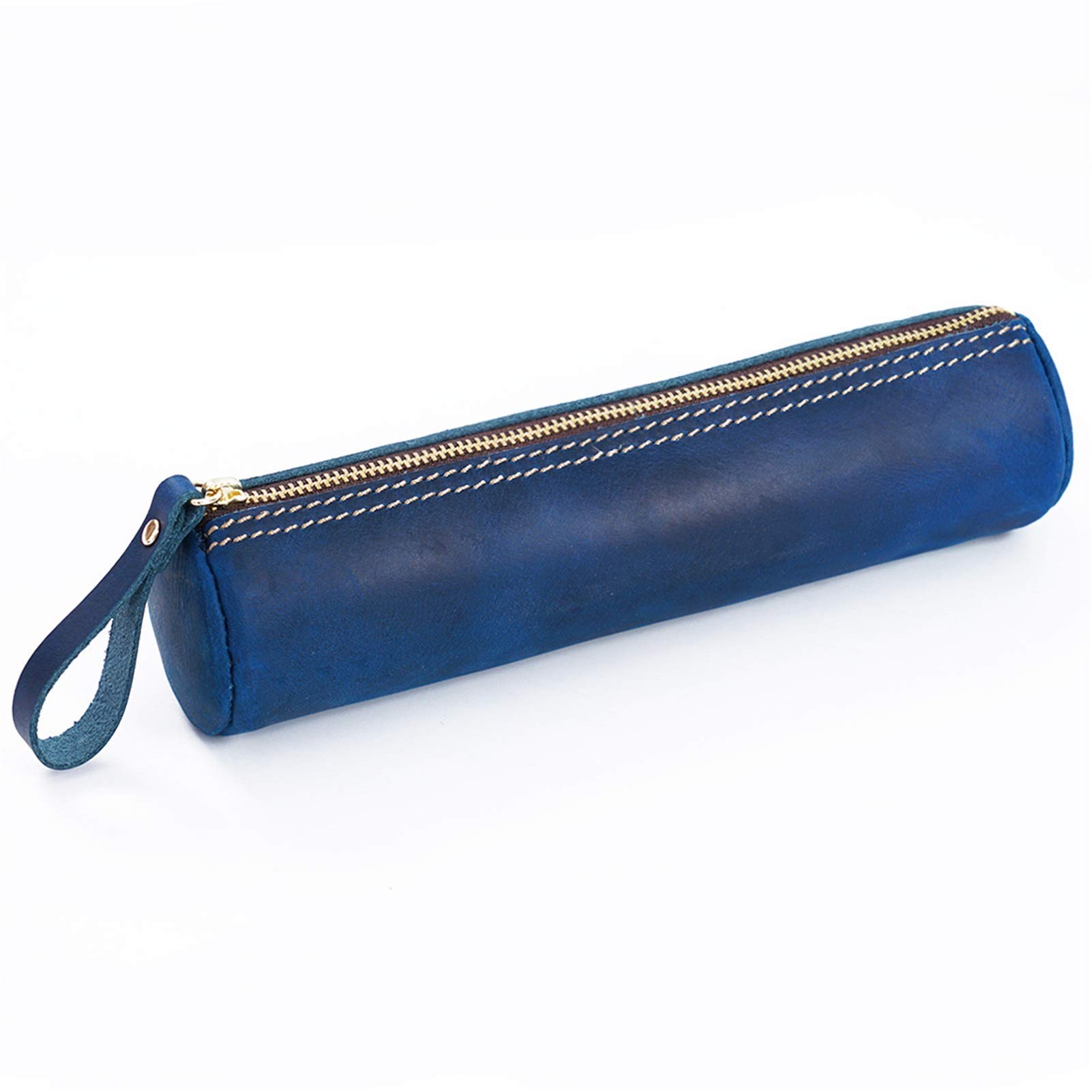 ACiyD Astucci per matite, portamatite Astuccio con Cerniera per Scuola, Ufficio e Lavoro Custodia in Vera Pelle per matite e pennelli (Verde Scuro, 20,5x5,2x5,2 cm) (Blu 20,5x5,2x5,2 cm)