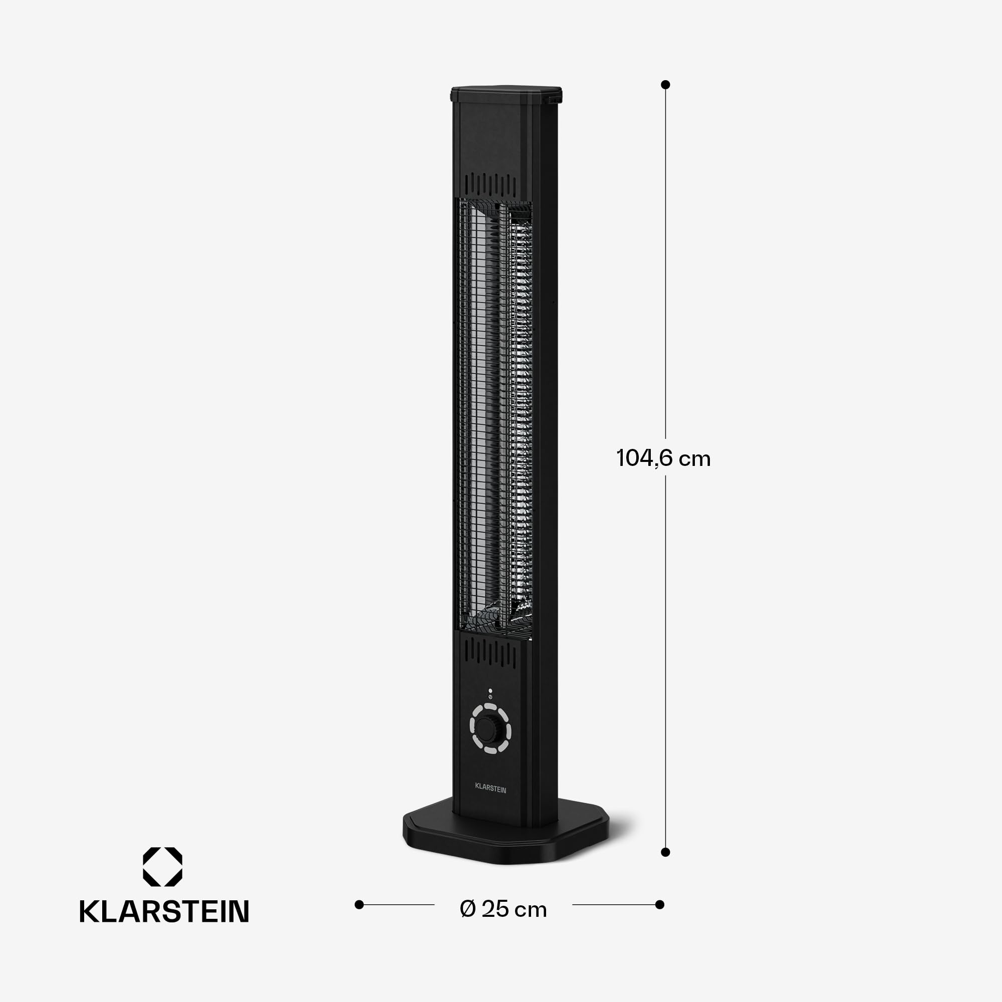 Klarstein Infrarotheizung Standgerät 2000W – 8 Stufen, Fernbedienung, Timer, IP65, Kippschutz, Wandmontage & Standfuß, leise, für Außenbereich bis 15 m², Infrarot Heizung