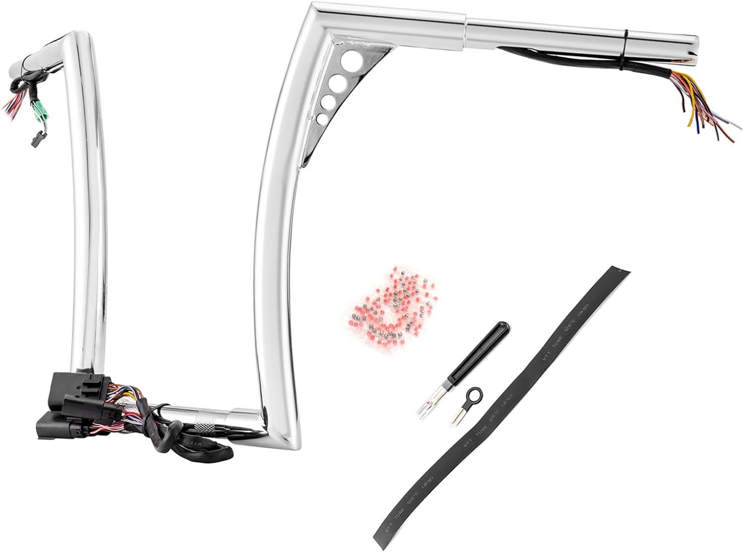 Wsays Pre-Wired Handlebar 14" Rise Ape Hangers Handlebars Chrome Compatible with 2008-2013 Harley Road Glide 14" Chrome Fit 2008-2013 Road Glide