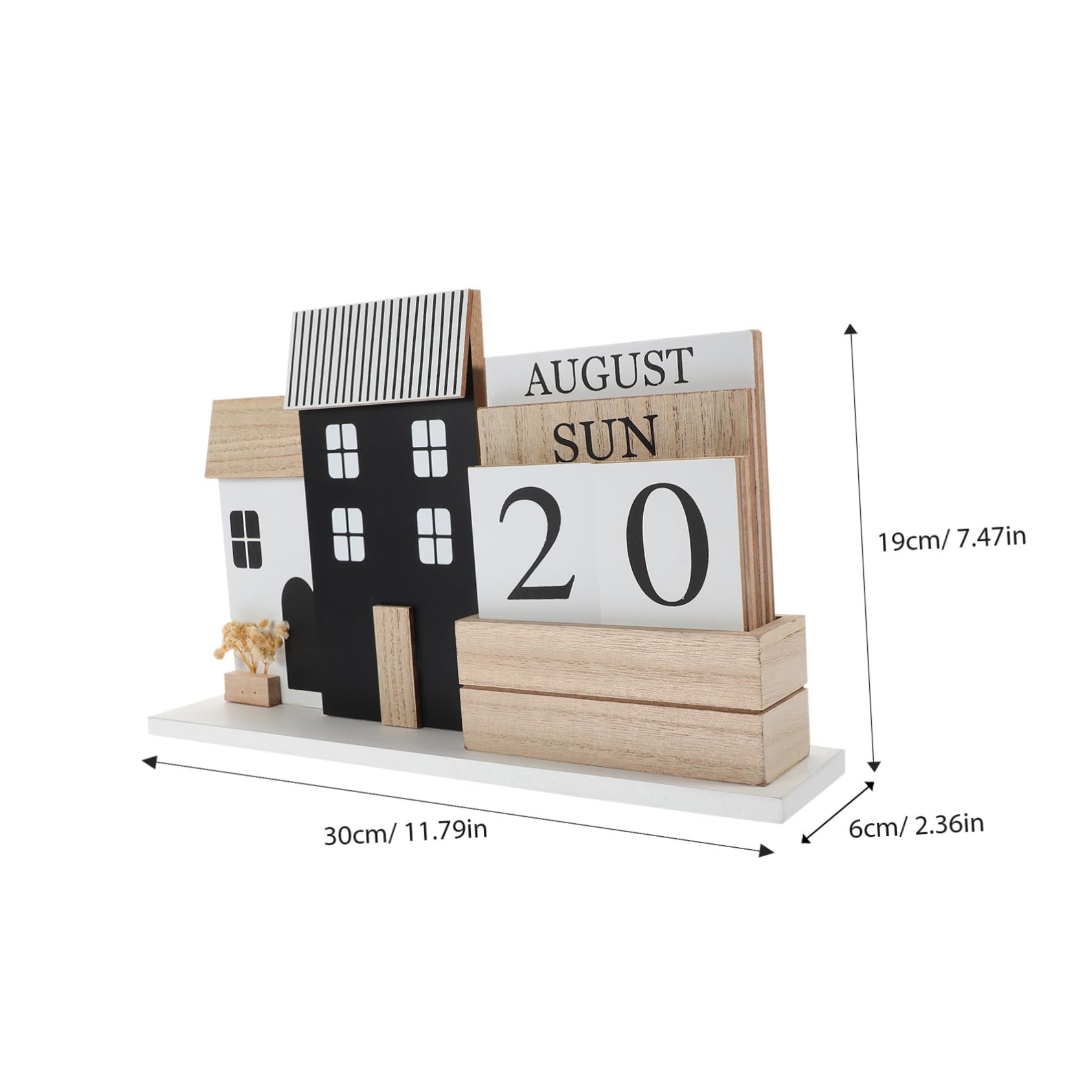 Calendario in Legno per Scrivania Planner Settimanale e Mensile Compatto Display Riutilizzabile di Data e Mese Decorazione Ufficio e Casa Dimensioni