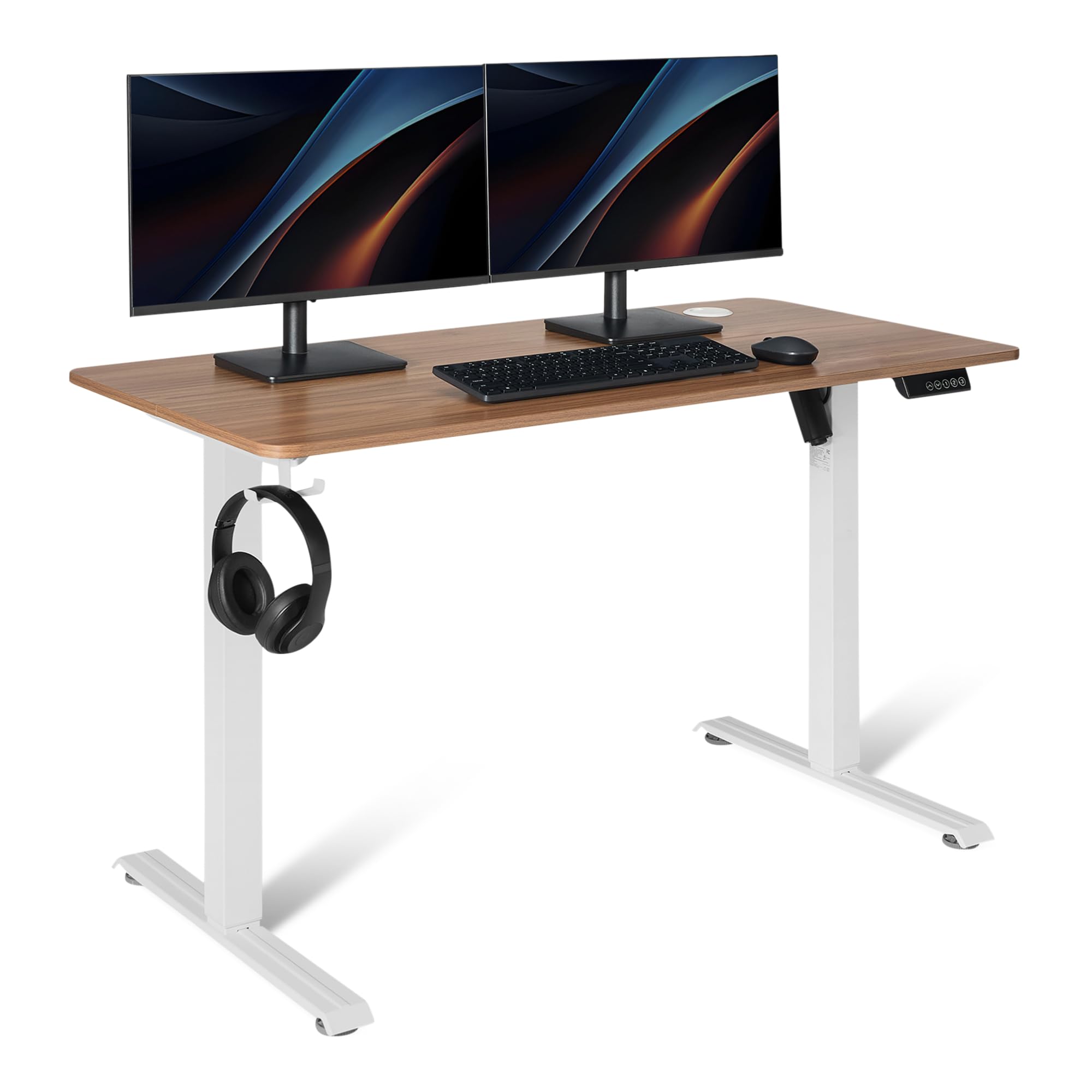 Amazon Basics Electric Standing Desk, Height Adjustable Home Office Desk, White/Oak Effect