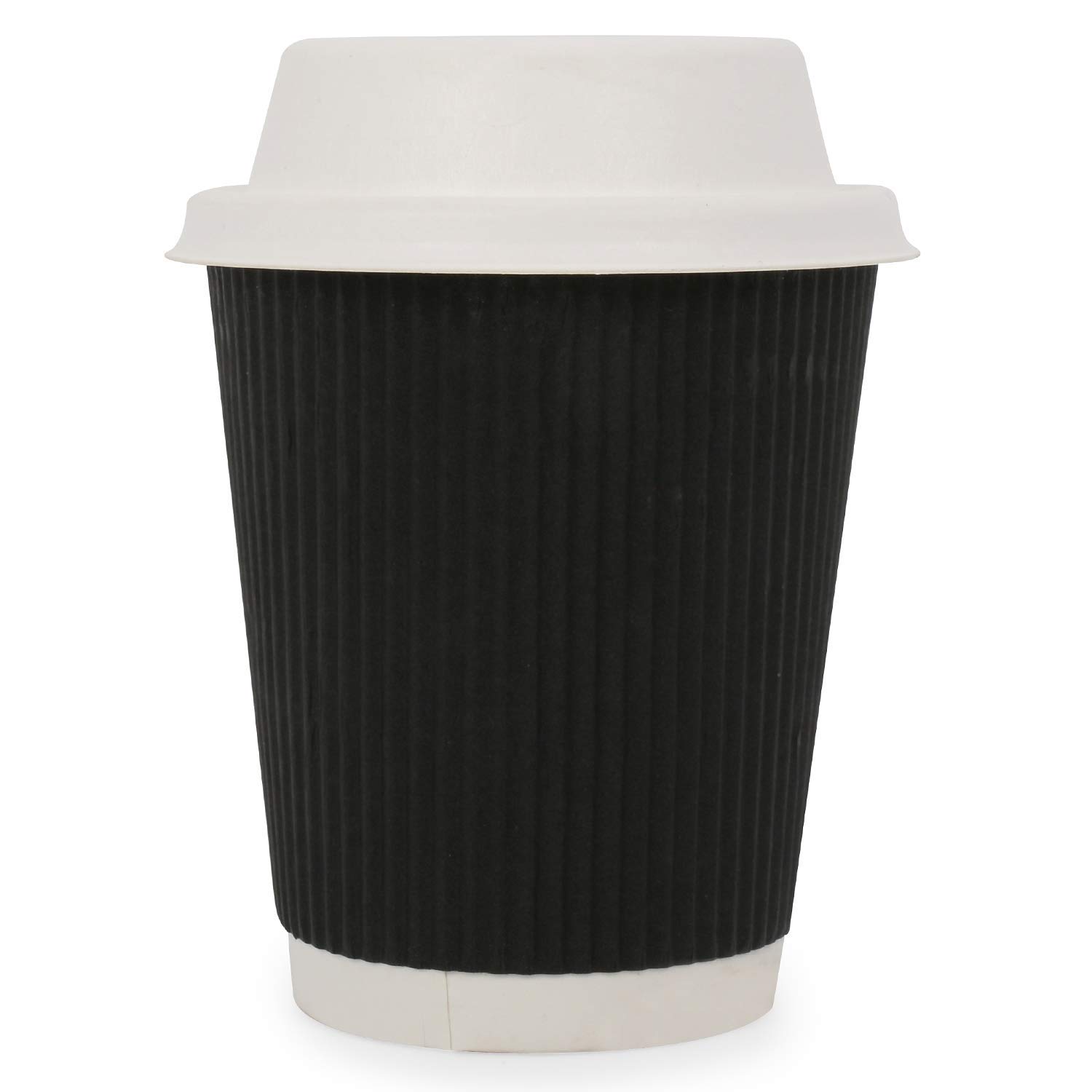 Comfy Package (250 ml ,Black, 8 Oz)- Pack of 25-Piece Paper Disposable Ripple Cup with lid(100% Biodegradable) Ecofriendly, Safe & Hygienic for Juice,Coffee,Tea ,Home,Office ,Party & Wedding Events