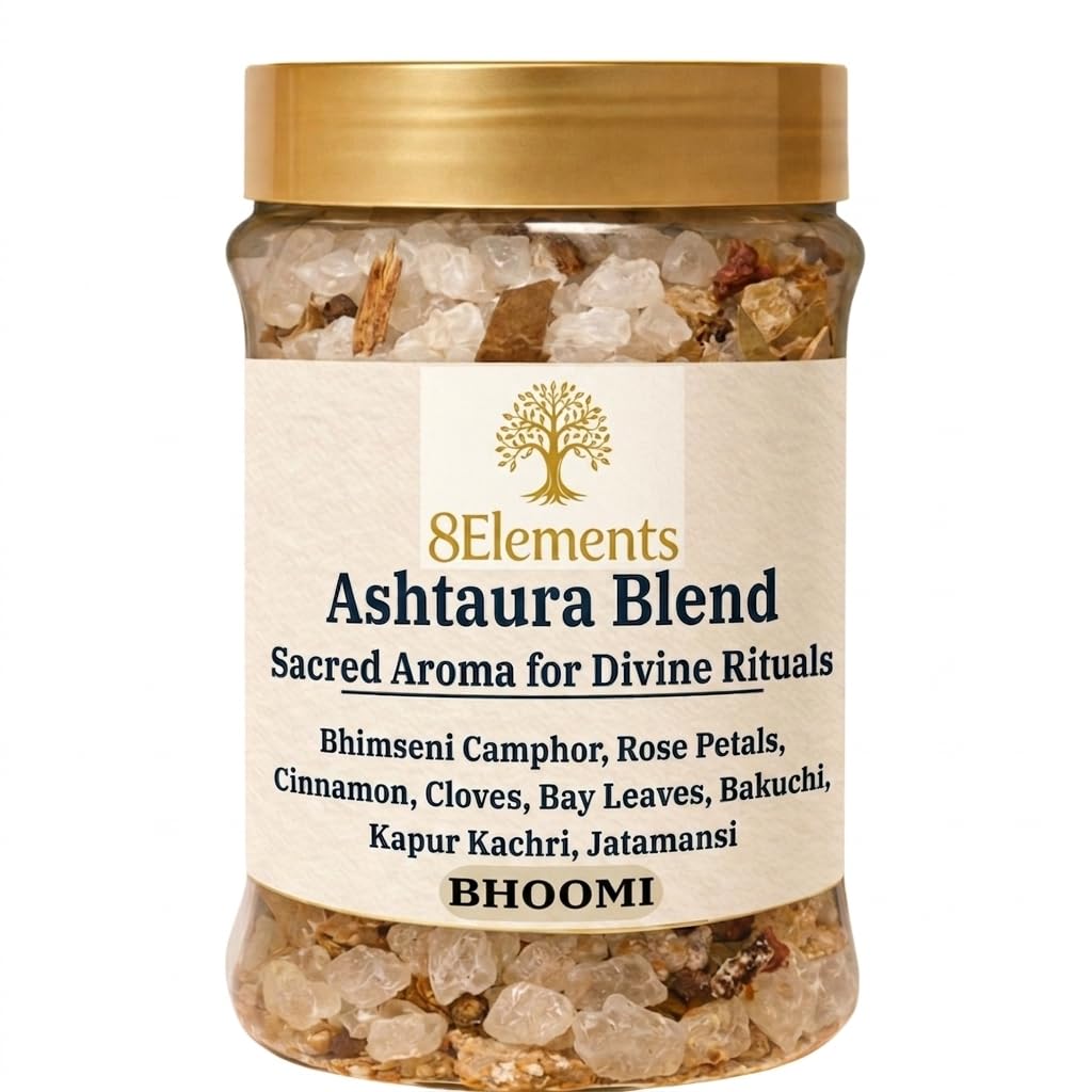 Ashtaura Bhimseni Camphor Blend with 8 Sacred Herbs | Pure Camphor for Pooja, Diffuser, Spiritual Healing, Natural Home Fragrance & Energy Cleansing |100gm Bhoomi-picture-25