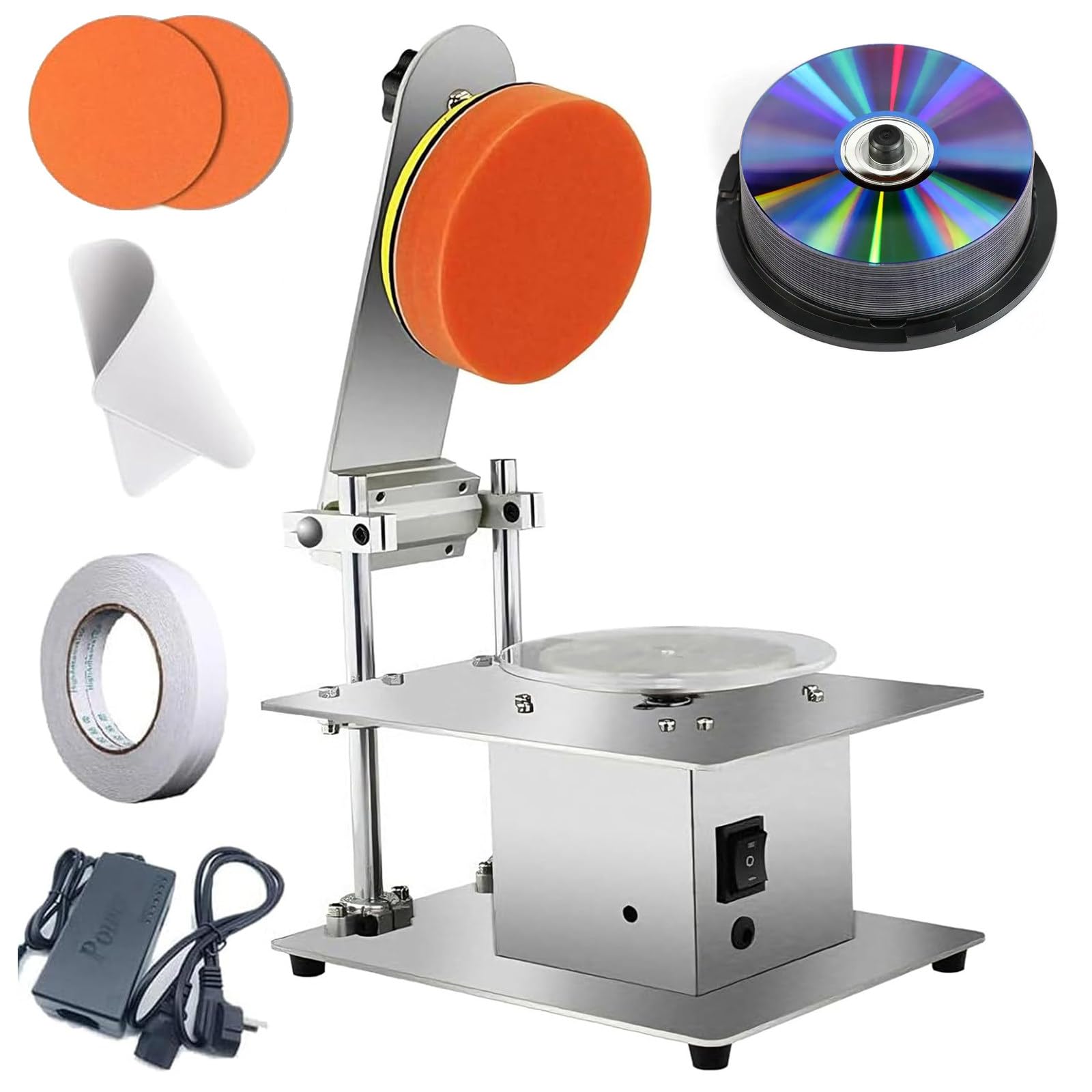 Macchina per la riparazione di dischi CD/DVD, motore da 200 W, velocità regolabile 1000-6000 giri/min, ripara il 99% dei graffi, ideale per uso in studio e in ufficio