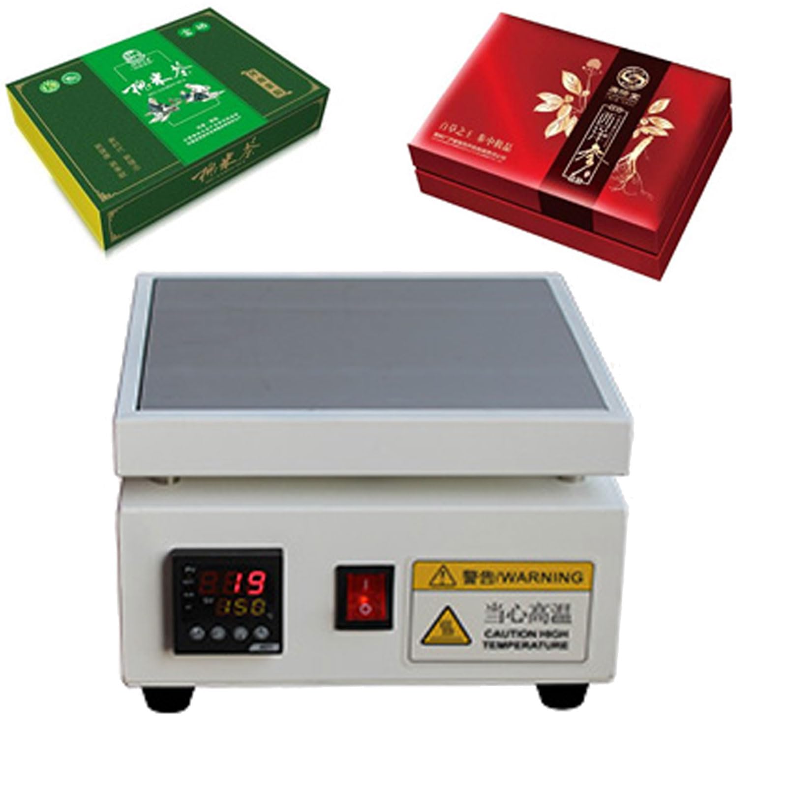 Máquina de embalaje de celofán, máquina de embalaje manual con placa calefactora de temperatura ajustable de 0-300 ℃, sellador térmico de PVC de escritorio comercial con orificio circular 20*20cm