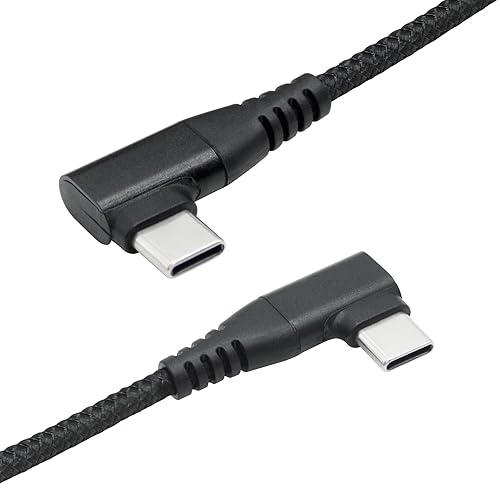Miniatura 2 de Maixbomr Cable USB C a USB C en ángulo recto de 9.8 ft9 pies, 90 grados, 60 W, PD tipo C, cable trenzado de nailon de carga rápida y transmisión de