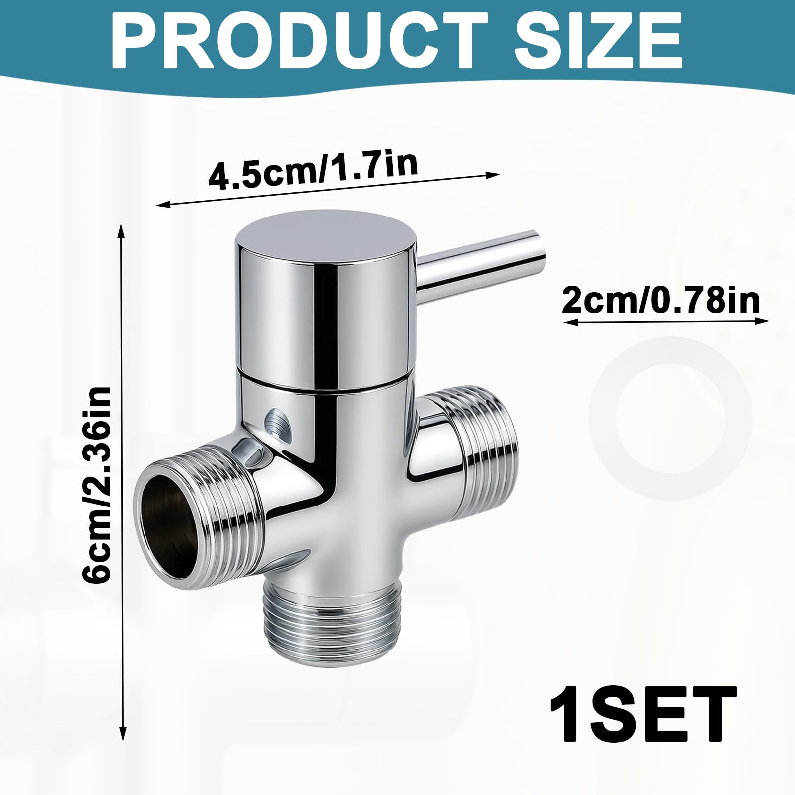 Válvula de conmutación de ducha de 3 vías, adaptador en T de latón de alta calidad para sistemas de ducha, control de agua profesional y desviación, conector universal G 1/2 pulgadas, cromado - 3
