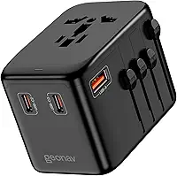 Geonav Carregador Universal com Adaptadores de Viagem 65W, 1 Portas USB + 3 USB-C
