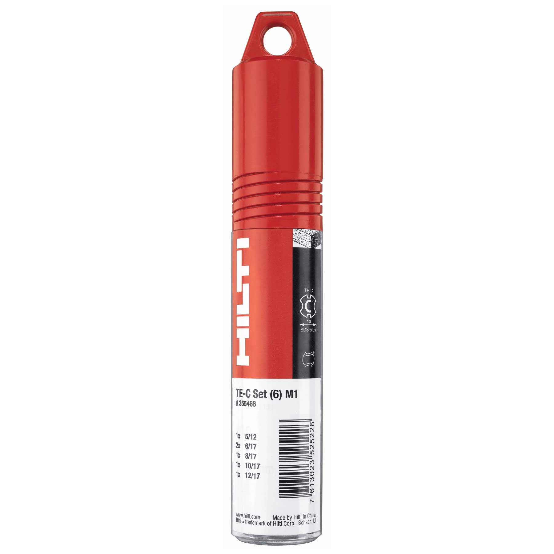 HILTI 2224211 Set mit 6 Spiralbohrern M1 für TE-C SDS Plus (1x5/12, 2x6/17, 1x8/17, 1x10/17, 1x12/17. Zubehör für Schraubbohrmaschine)