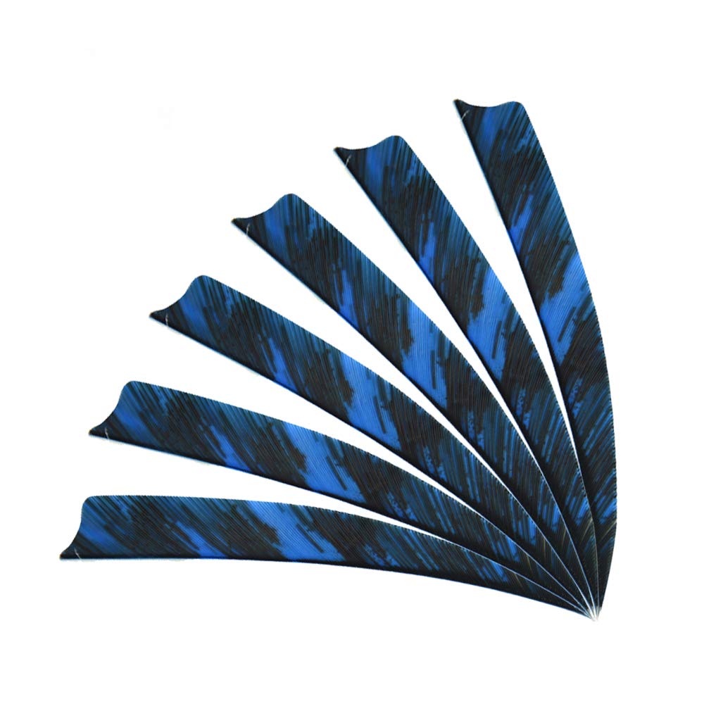 ZSHJGJR 30pcs Archery Arrows Feather Fletching 5 Inch Turkey Feather Shield Real Turkey Vanes Right Wing for DIY Hunting Shooting Target Practice Arrows(Blue)