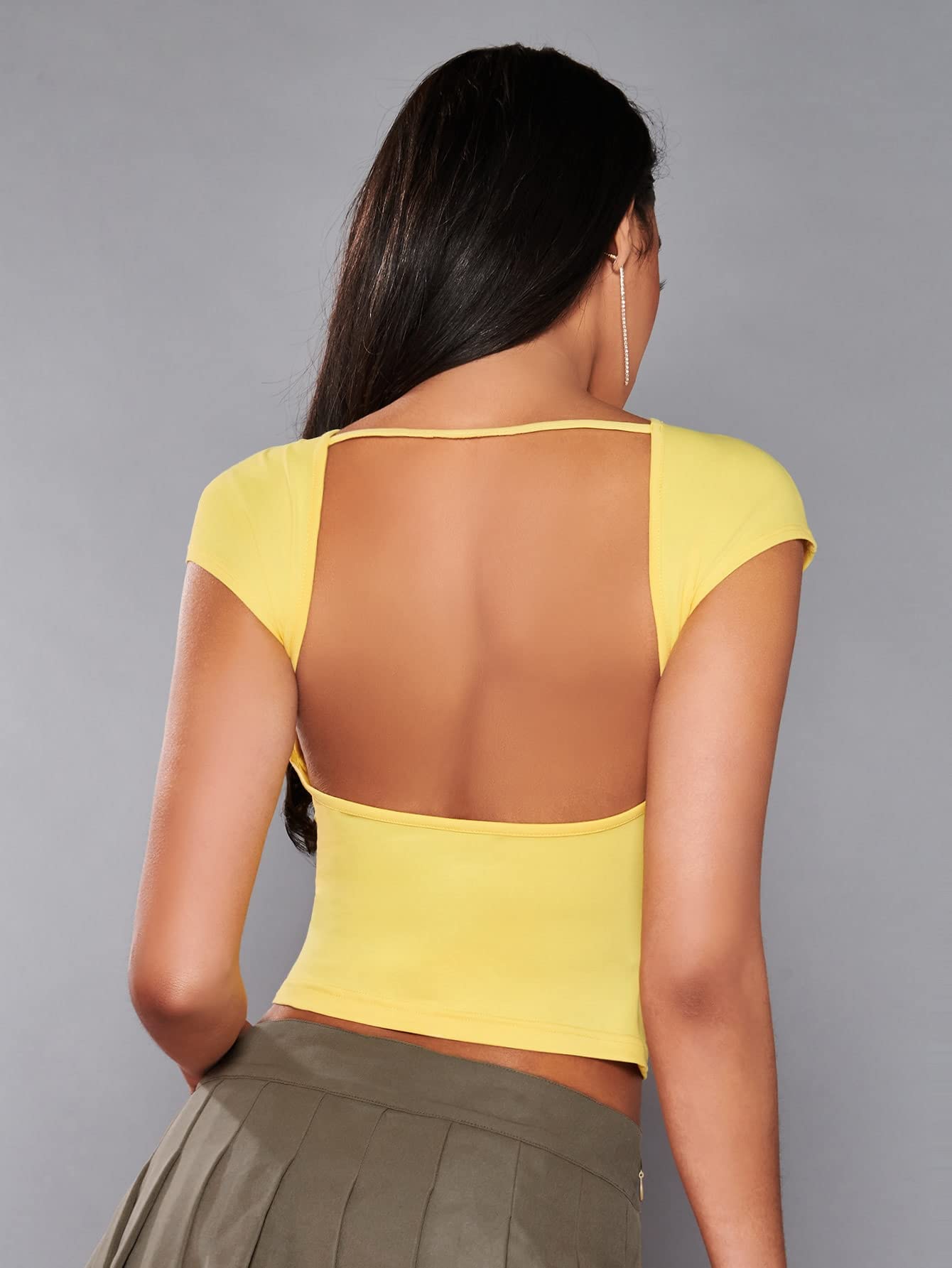 yellow crop top amazon