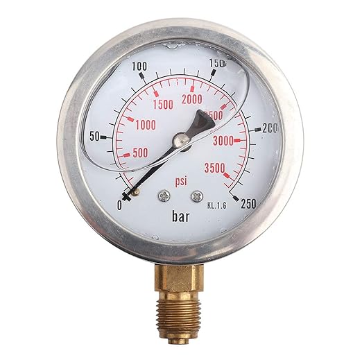 Manómetro Hidráulico GOTOTOP 0-250Bar 0-3750PSI, 63mm, Conexión G1/4 miniatura 4