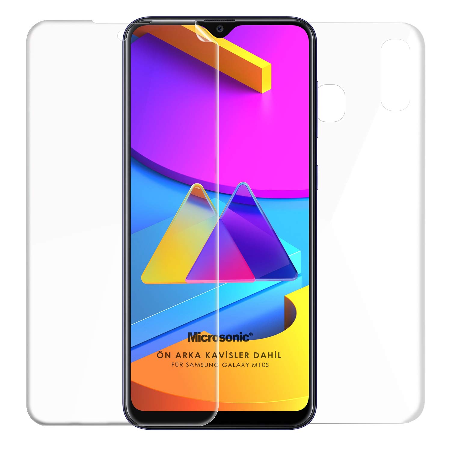 Microsonic Samsung Galaxy M10s Ön + Arka Kavisler Dahil Tam Ekran Kaplayıcı Film [Galaxy M10s ile Uyumlu Ekran Koruyucu]
