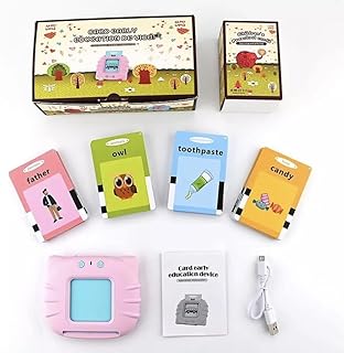 قارئ كروت إلكتروني عربي–إنكليزي – لتطوير اللغة والنطق – 112 كارت (224 كلمة) – صوت ناطق وتفاعلي للأطفال – ترفيه وتعلّم في جهاز واحد