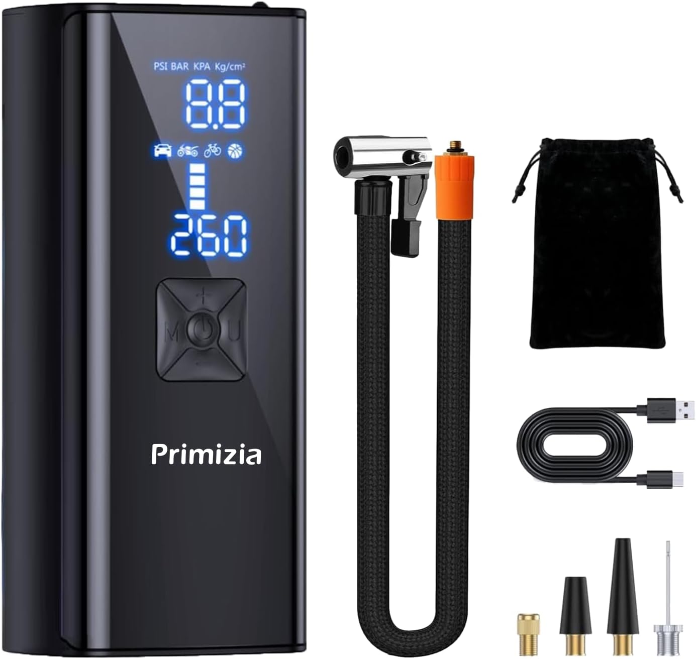 Compressore Aria Portatile 150PSI - Con Schermo LCD E Torcia LED Per Auto, Bici, Moto