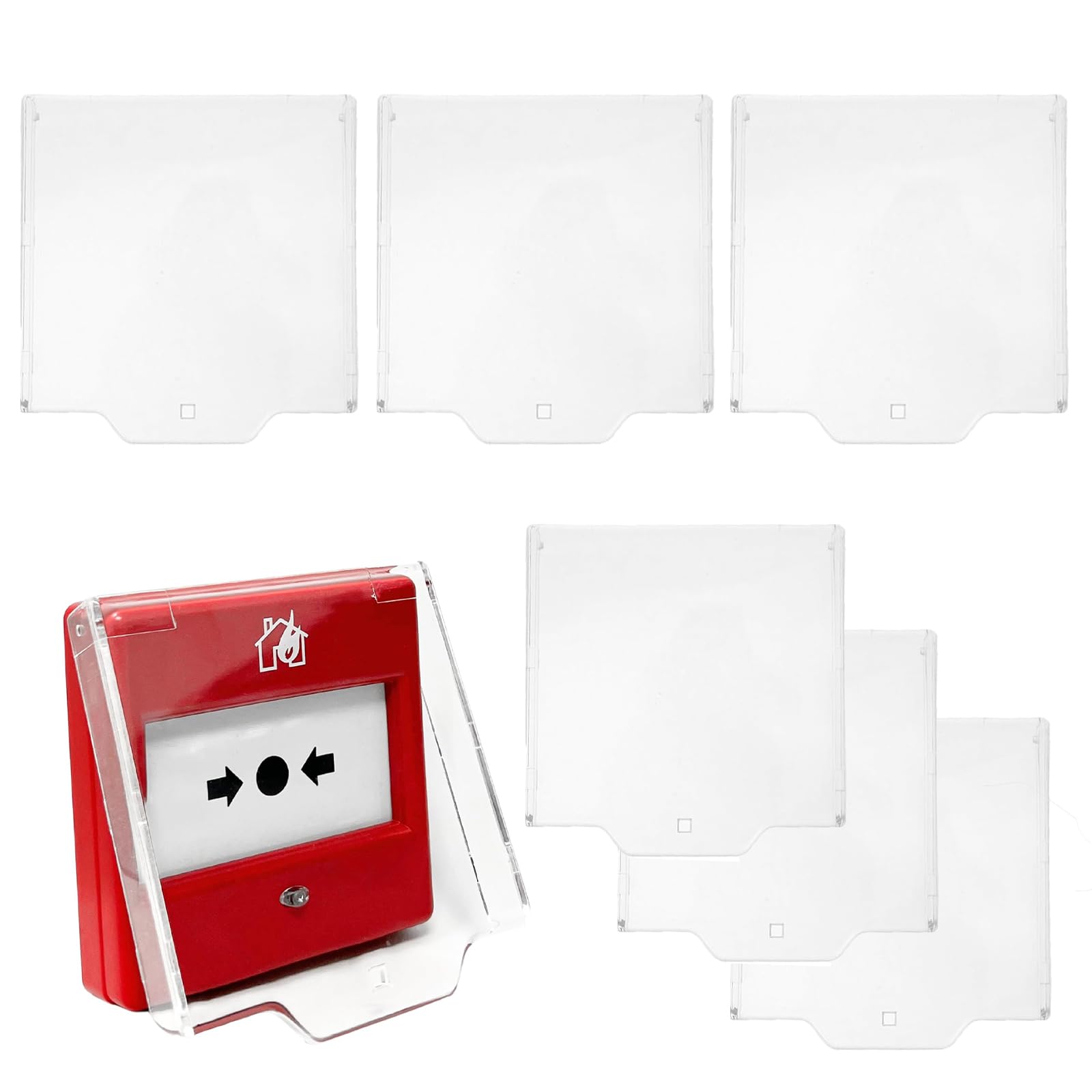 6 Pcs Fire Alarm Cover,Hinged Clear Plastic Call Point Cover Compatible with Eaton Menvier and Other Call Point Models