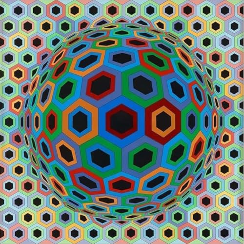Victor Vasarely Sphère hexagonale poster 30x30cm pour habiller un mur vide sans encombrer