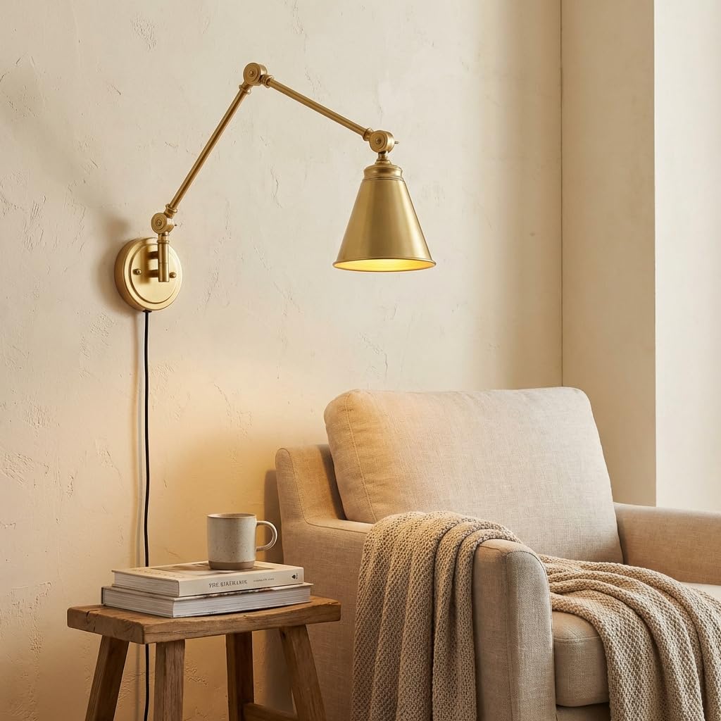 BARCELONA LED Applique da Parete Vintage Nero in Alluminio Metallo con Braccio Orientabile, Grande, Stile Industriale Classico Moderno Lussuoso, con Cavo e Spina E27