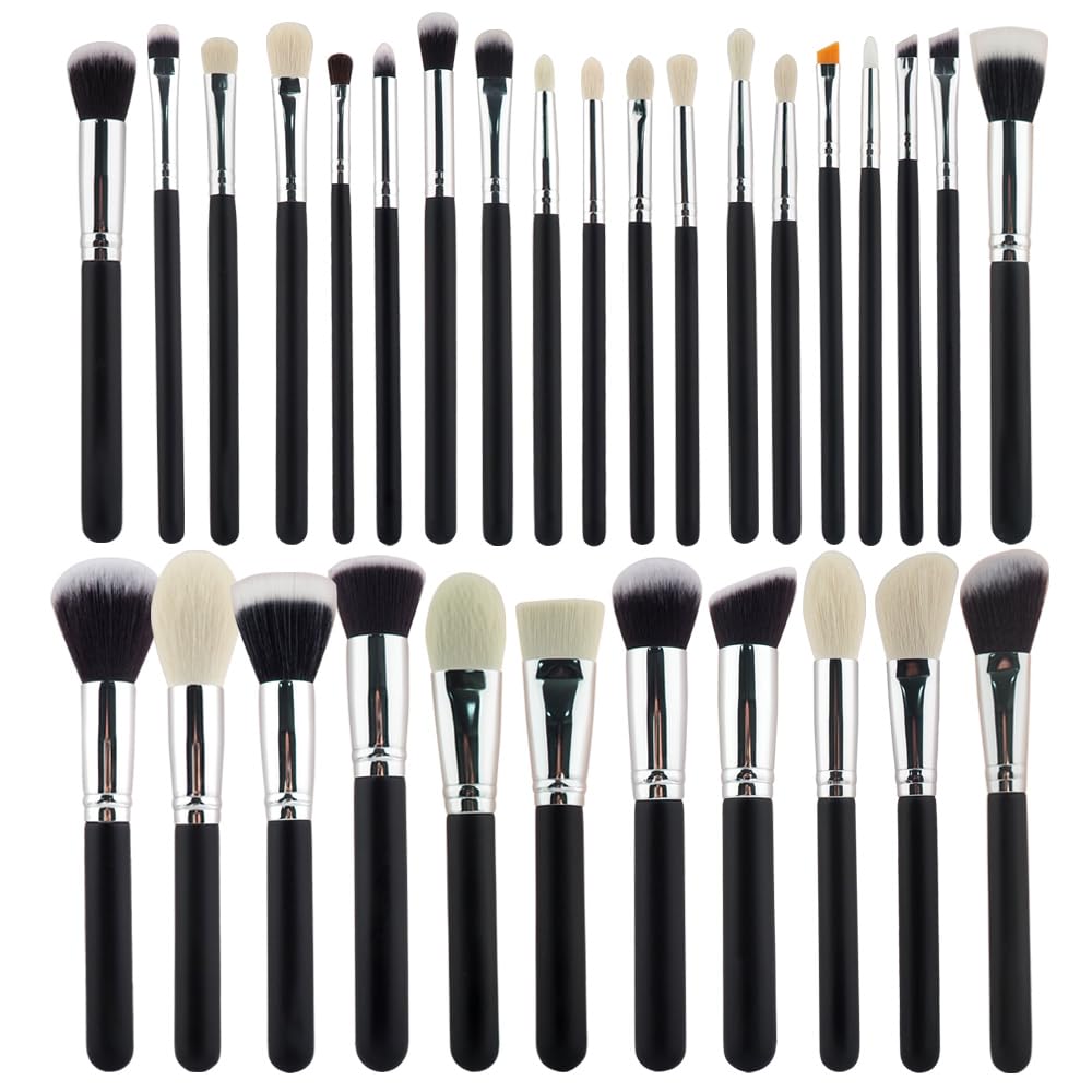 KIRA 30Pcs Professional Makeup Brush Set Original Natural-Synthetic Kabuki Foundation, Face Powder, Highlighter, Contour, Eye Shadow, Eyebrow, Eyeliner, Makeup Tools Kit For Women-image-47