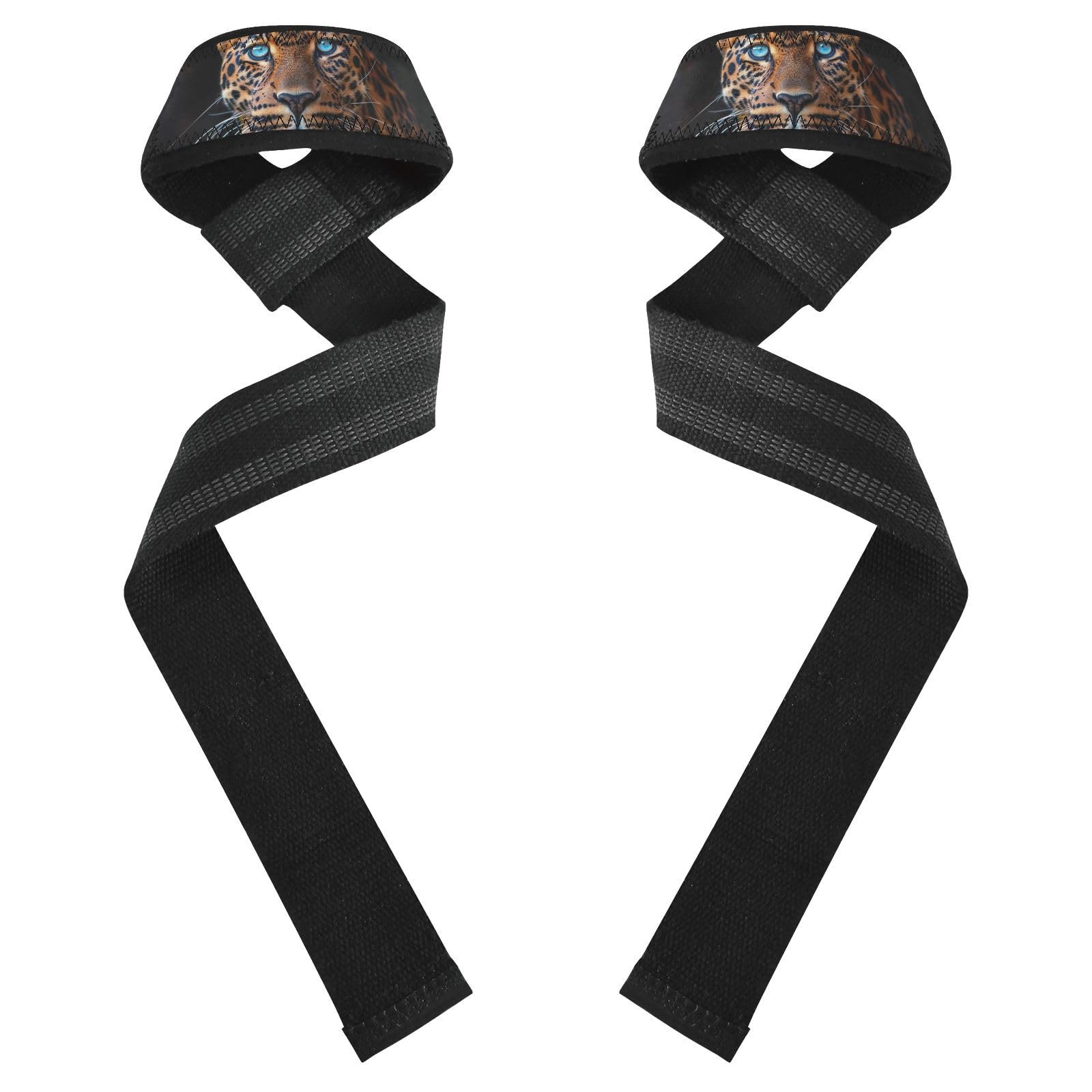 Nander Blue Eyed Brown Leopard Wrist Straps for Weightlifting,Lifting Straps with Neoprene Cushioned Wrist Padded and Anti-Skid Silicone for Strength Training,Bodybuilding,Deadlifting