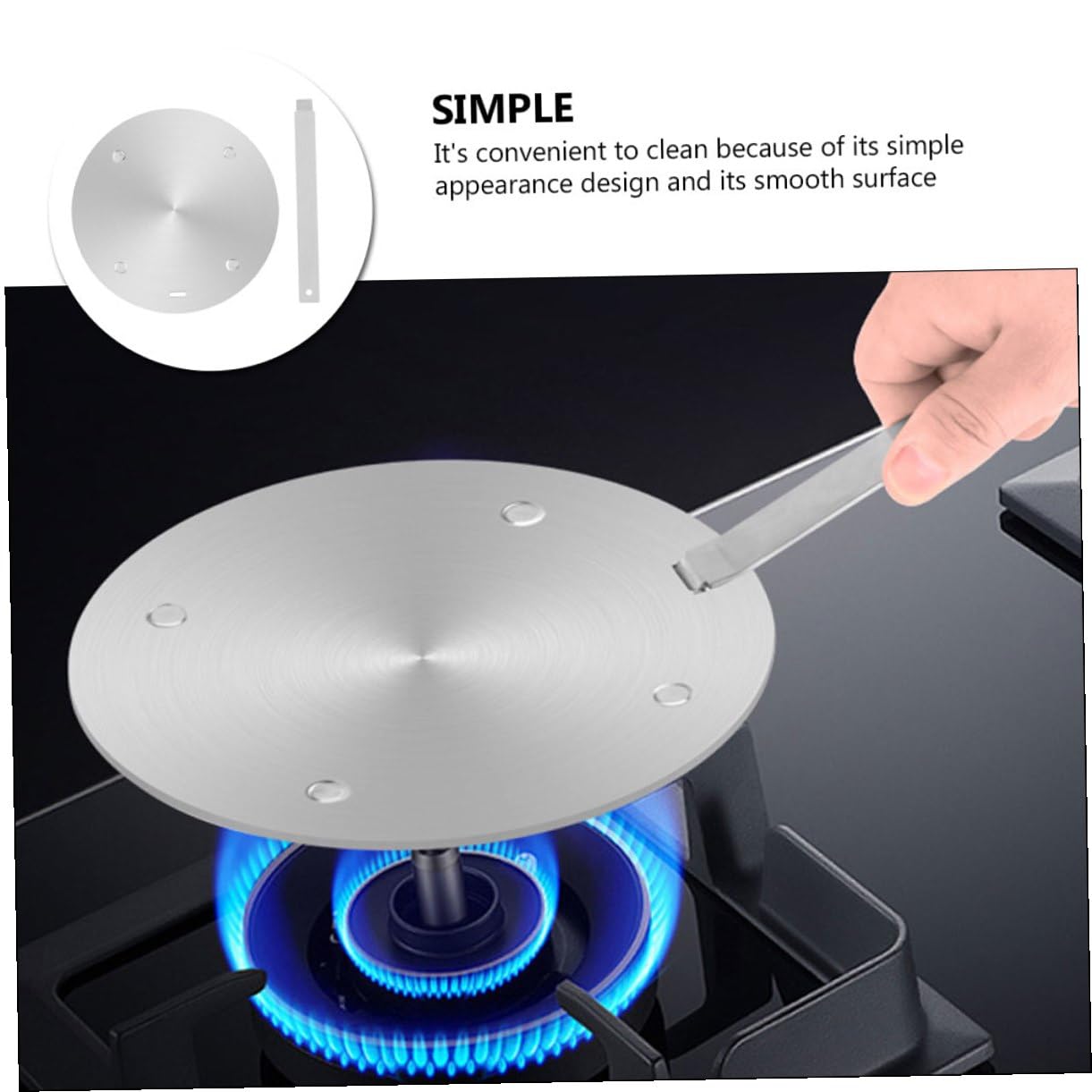 Artibetter Placa Difusora de Calor para Estufa de Gas, Adaptador de Inducción de Acero Inoxidable, Conveniente para Almacenar y Limpiar, Esencial de Cocina