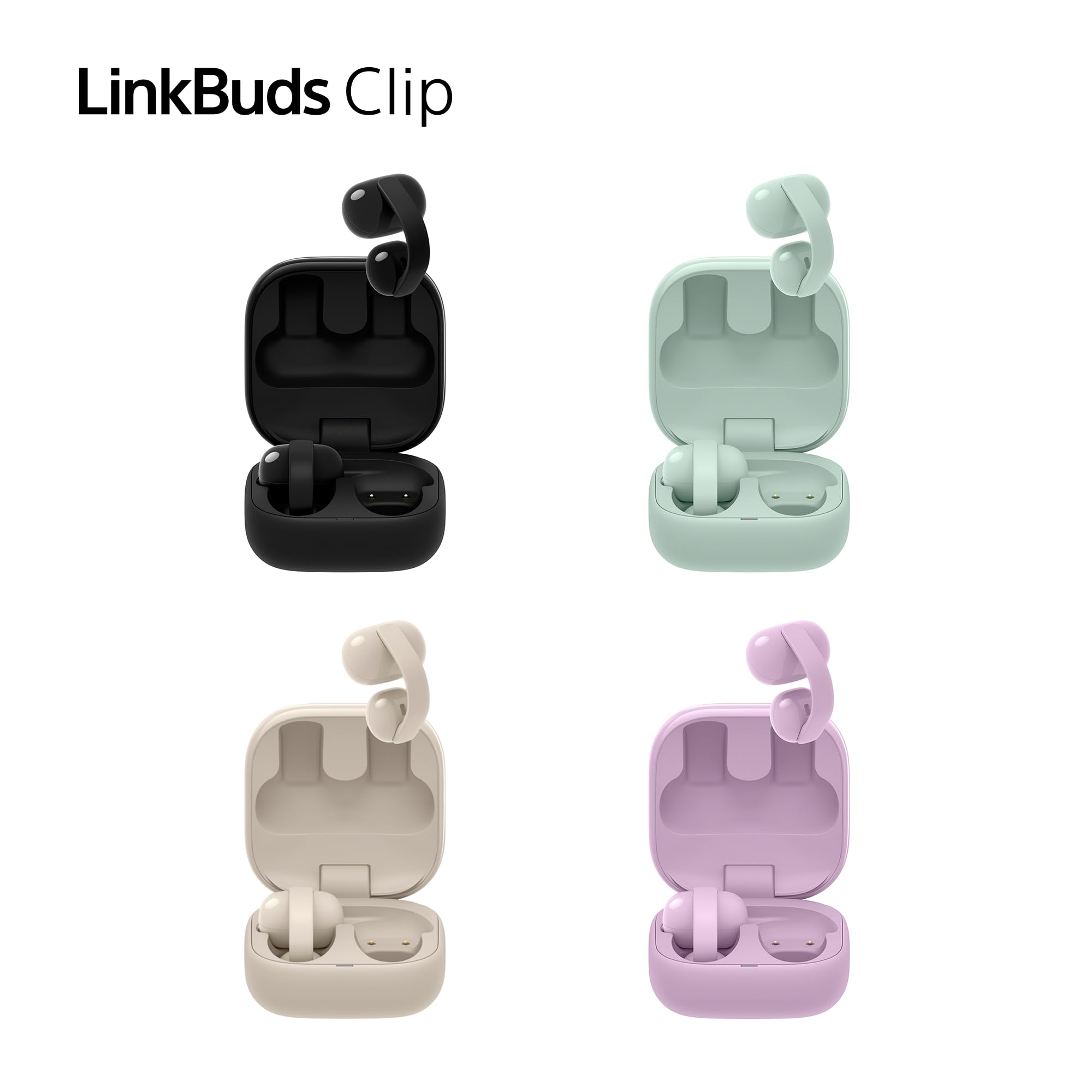 Sony LinkBuds Clip otwarte słuchawki z klipsem, 3 tryby słuchania i bogate brzmienie, IPX4, wyraźne rozmowy, do 37 h na baterii, asystent AI, sterowanie dotykiem, iOS i Android – Lawendowe