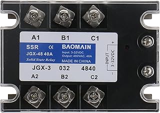 BAOMAIN 3 Phase Solid State Relay, JGX-3340A DC to AC 40A SSR, Three Phase Relay for CNC Machinery, Temperature Controller, Industrial Automation