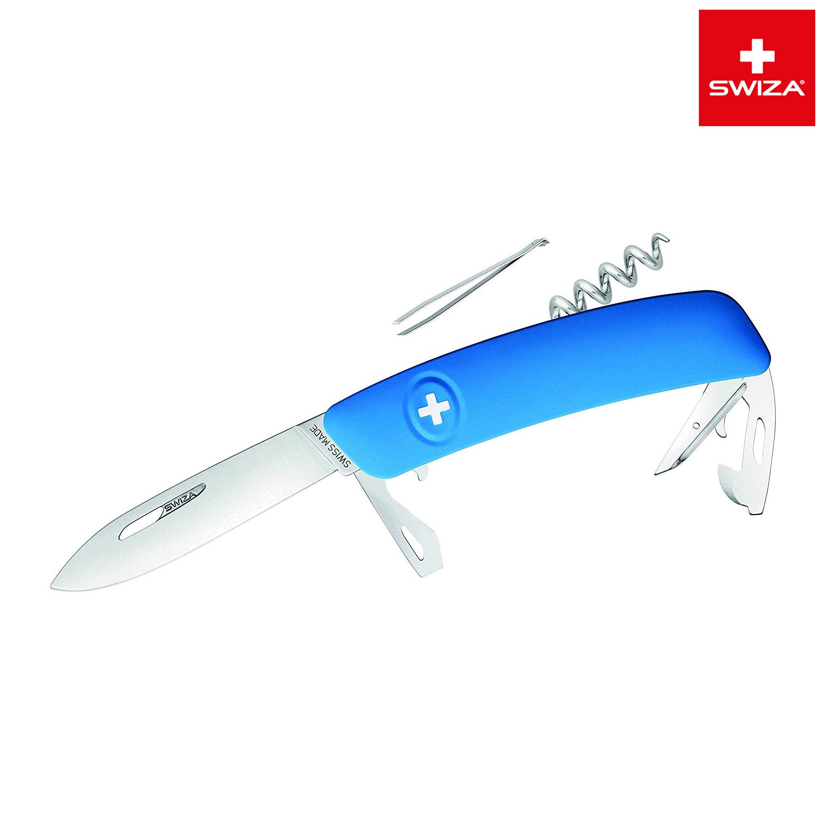 SWIZA Nóż szwajcarski D03 niebieski Długość całkowita: 16,7 cm, 75 mm