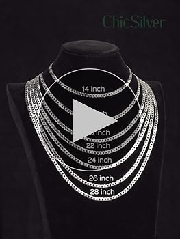 アクセサリー silver necklace Chicsilver 925 Sterling Silver Chains Cuban Link Chain