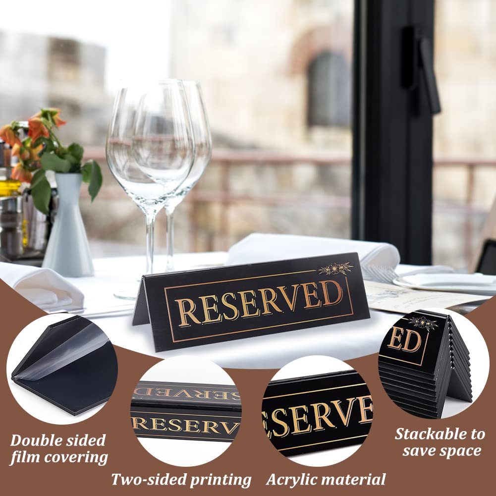 OLYCRAFT 10Pcs Negro Reservado Mesa Signo 150x41mm Acrílico Reservado Carpa Signos Impermeable de Doble Cara Invitado Reserva Mesa Signo para Restaurante Bar Boda Fiesta Reunión Reserva de Asiento