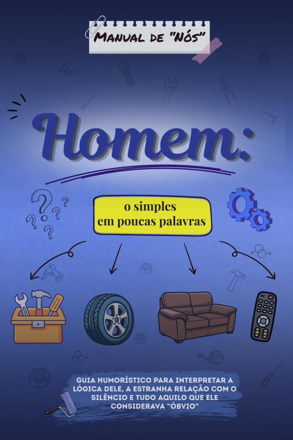 Manual de “Nós”. Homem: o simples em poucas palavras: Guia humorístico para interpretar a lógica dele, a estranha relação com o silêncio e tudo aquilo que ele considerava “óbvio”
