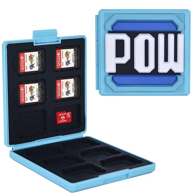 dainslef 12 in 1 Game Card Case for Nintendo Switch&Lite Blue Mario POW Nintendo Switch Game Storage Switch Game Card Holder Switch Card Case