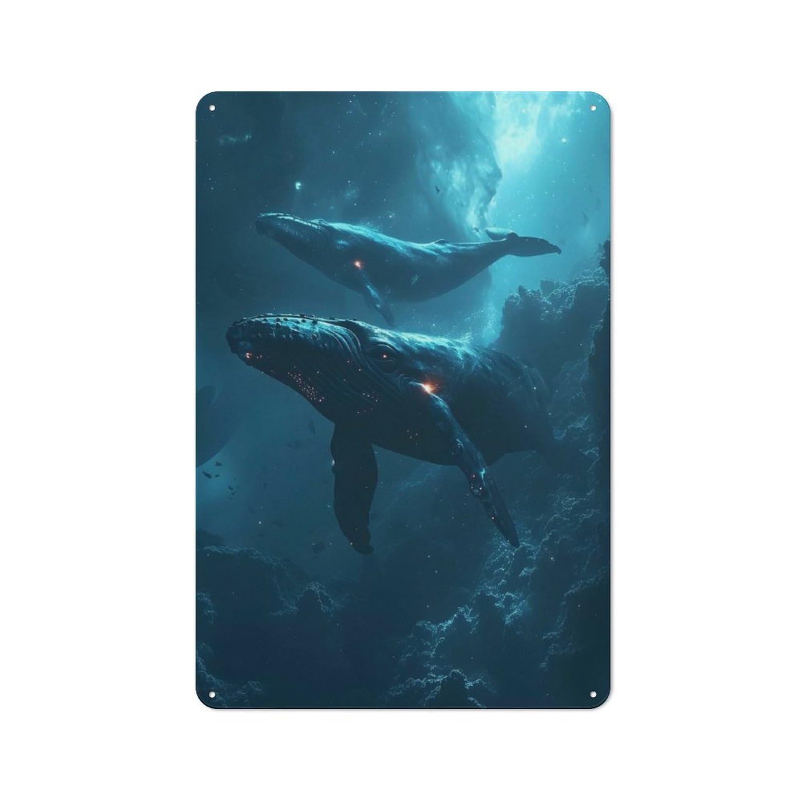 Junmoney Celestial Whale In Galaxy Rustic Metal Sign 30X20cm For Hobby Room Or Studio, For Kitchen, Dining Room And Home Bar Wall Decor